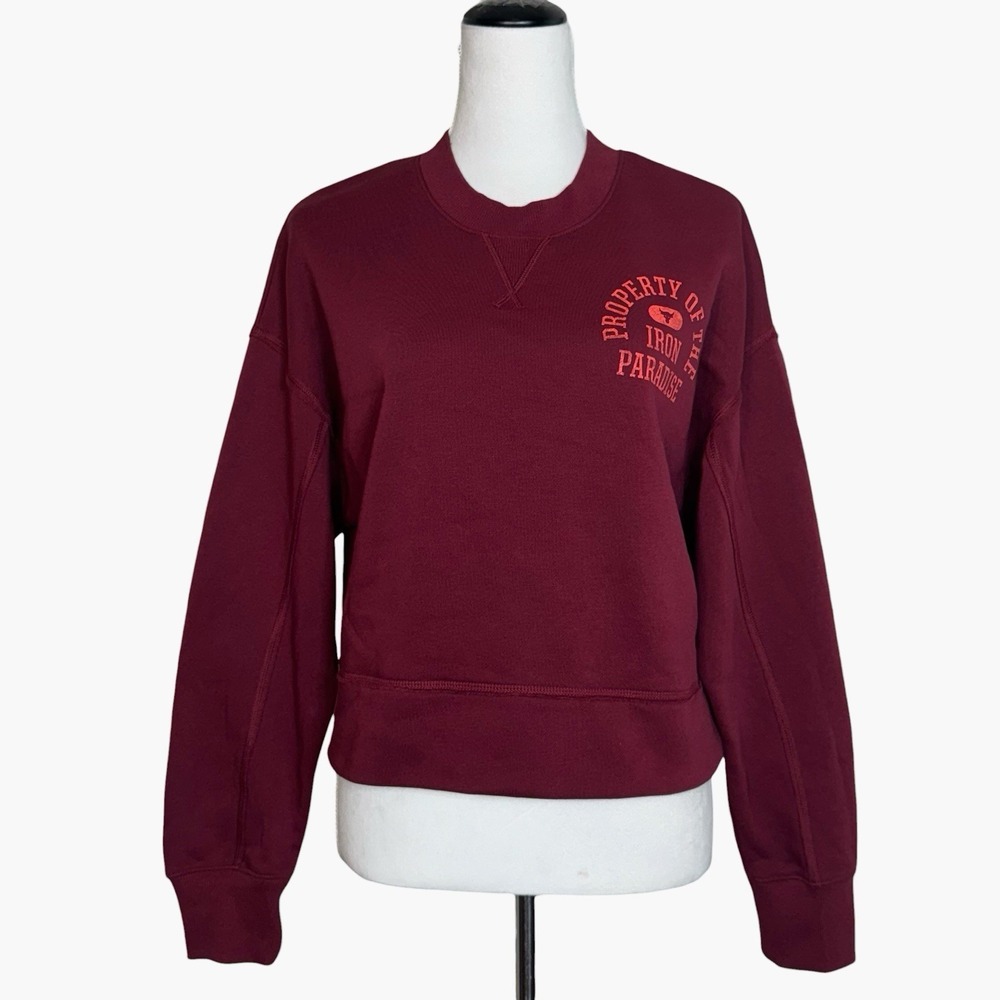 Under Armour Project Rock Sweatshirt Womens S Maroon Iron Paradise Cropped Gym - Picture 2 of 8